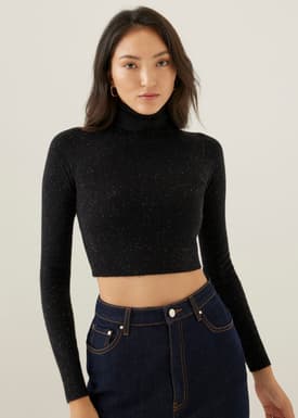 Porshe Knit Turtleneck Crop Top