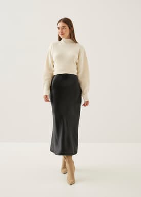 Lyra Satin Bias Cut Midaxi Skirt