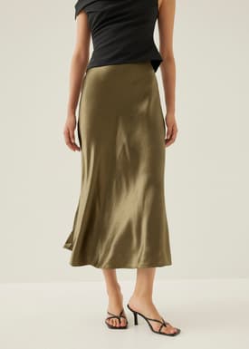 Lyra Satin Bias Cut Midaxi Skirt