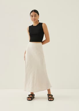 Vita Elastic Linen Maxi Skirt