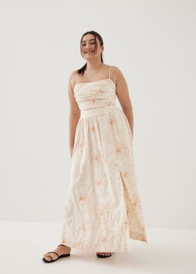 Lisha Embroidered Maxi Skirt in Rekindled Blooms