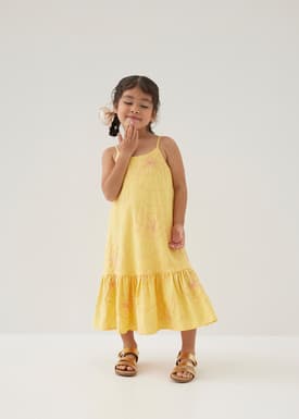 Pepita Embroidered Trapeze Midaxi Dress in Rekindled Blooms