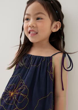 Mei Embroidered Babydoll Camisole Top in Rekindled Blooms