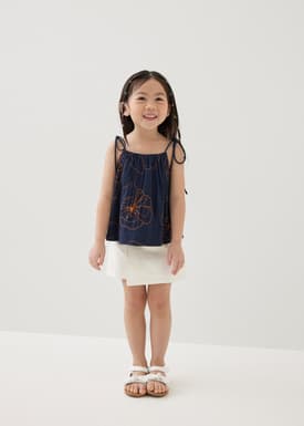 Mei Embroidered Babydoll Camisole Top in Rekindled Blooms