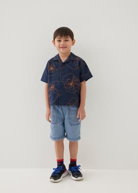 Lucas Embroidered Collared Shirt in Rekindled Blooms