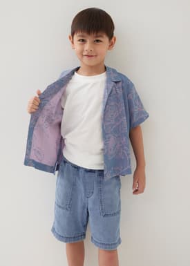 Jari Satin Collared Shirt in Opulent Florals