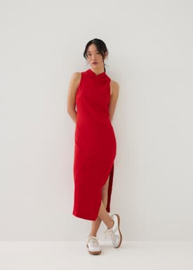 Yuri Asymmetric Drape Midaxi Dress