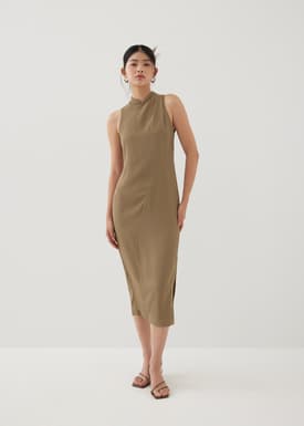 Yuri Asymmetric Drape Midaxi Dress