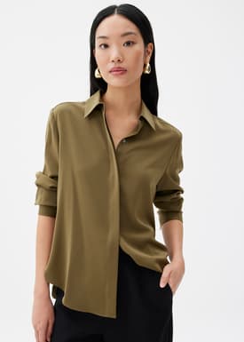 Ivy Satin Button Down Shirt