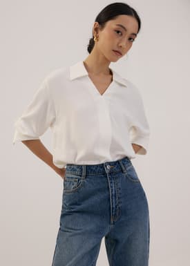 RuchedReady® Ily Notch Collar Blouse