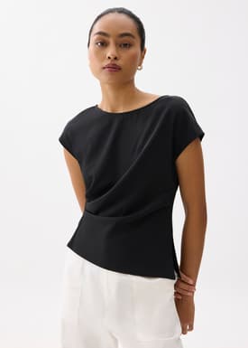 Rhea Boat Neck Drape Blouse