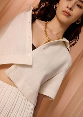 Casey Textured Boxy Crop Shirt