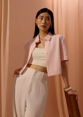 Casey Textured Boxy Crop Shirt