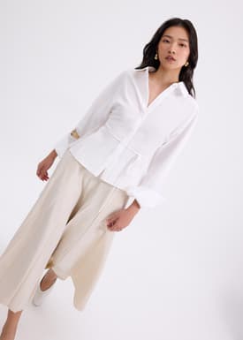 RuchedReady® Lily Cinch Waist Collared Shirt