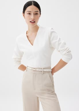 Moon Shoulder Padded V-neck Top