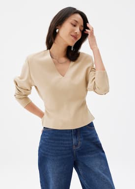 Moon Shoulder Padded V-neck Top