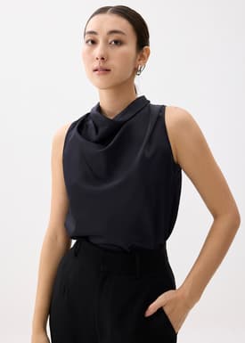 Daya Satin High Cowl Neck Top