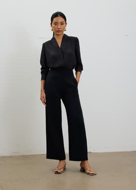 RuchedReady® Ada V-neck Satin Wrap Blouse