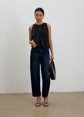 Amy Satin Pleated Top