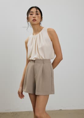 Amy Satin Pleated Top