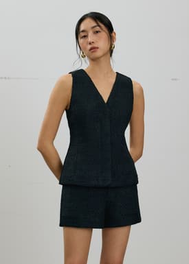Fumiko Ribbon Tweed Vest Top