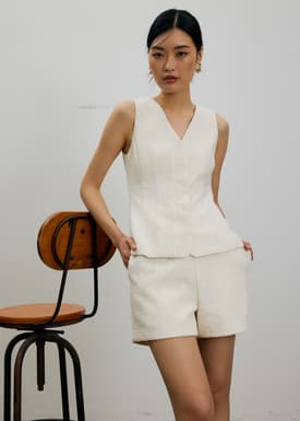 Fumiko Ribbon Tweed Vest Top