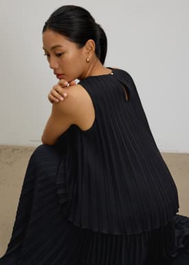Wei Sunray Pleated Trapeze Shell Top