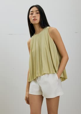 Wei Sunray Pleated Trapeze Shell Top