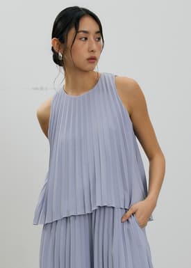 Wei Sunray Pleated Trapeze Shell Top