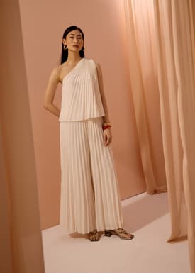 Leggy™ Wei Elastic Sunray Pleated Palazzo Pants