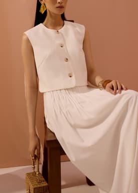 Sammie Boxy Button Down Crop Top