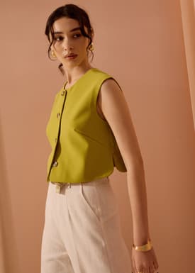 Sammie Boxy Button Down Crop Top