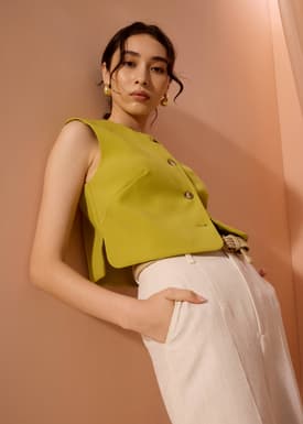 Sammie Boxy Button Down Crop Top