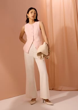 Padma Textured Round Neck Long Vest Top