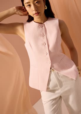 Padma Textured Round Neck Long Vest Top