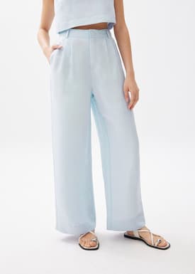Devika Linen Tailored Wide Leg Pants