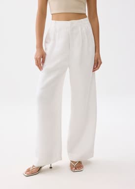 Devika Linen Tailored Wide Leg Pants
