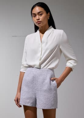 Fumiko Ribbon Tweed High Waist Shorts