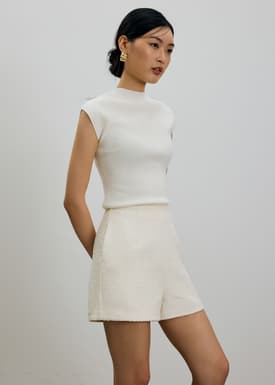 Fumiko Ribbon Tweed High Waist Shorts