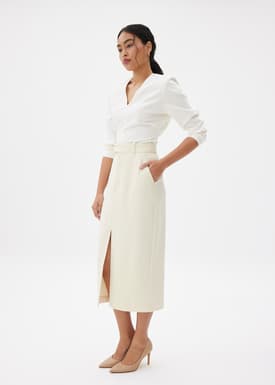 Iman Tailored Column Midi Skirt