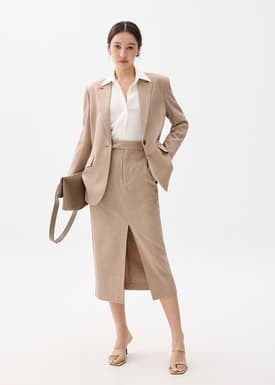 Iman Tailored Column Midi Skirt