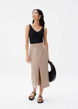 Iman Tailored Column Midi Skirt