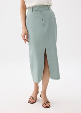 Iman Tailored Column Midi Skirt