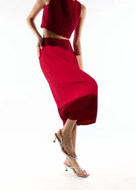 Gym Pleated Column Midi Skirt