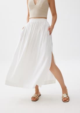 Rei Elastic Linen A-line Maxi Skirt