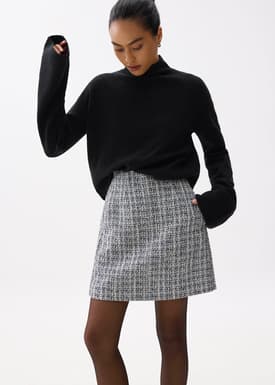 Kaori Elastic Tweed Mini Skirt