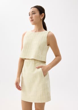 Kaori Elastic Tweed Mini Skirt