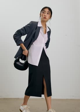 Vera Elastic Reversible Panelled Midi Skirt