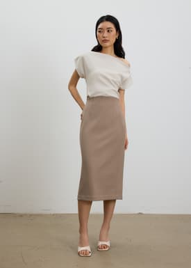 Vera Elastic Reversible Panelled Midi Skirt