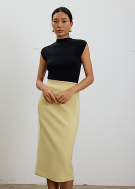 Vera Elastic Reversible Panelled Midi Skirt